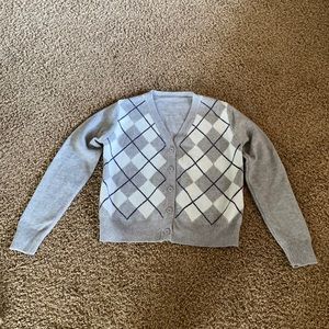 Cropped Argyle cardigan